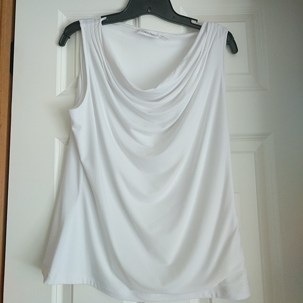 White Calvin Klein blouse with swooping neck!
